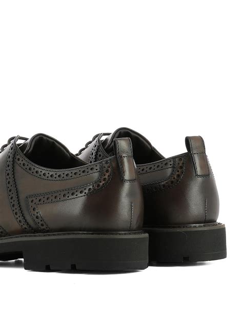 Brushed Leather Derby Brogue Shoes 